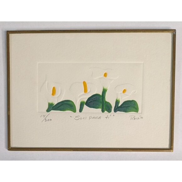 Rocio Pindter Embossed Floral Art Print Metal Frame 'These are for you' - Picture 1 of 13